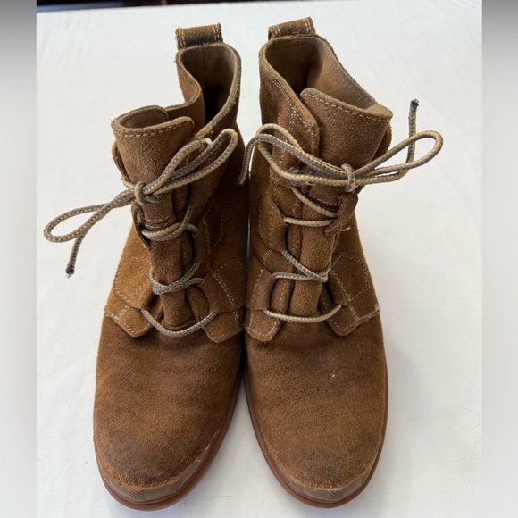 Sorel Toronto Wedge Brown Suede Ankle Lace-Up Boots - Picture 1 of 4